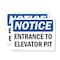 Signmission Entrance To Elevator Pit OSHA Notice Sign, Plastic, 10in W x 7in L, 2PK OS-2PACK-NS-P-710-L-15636 - alternate 1
